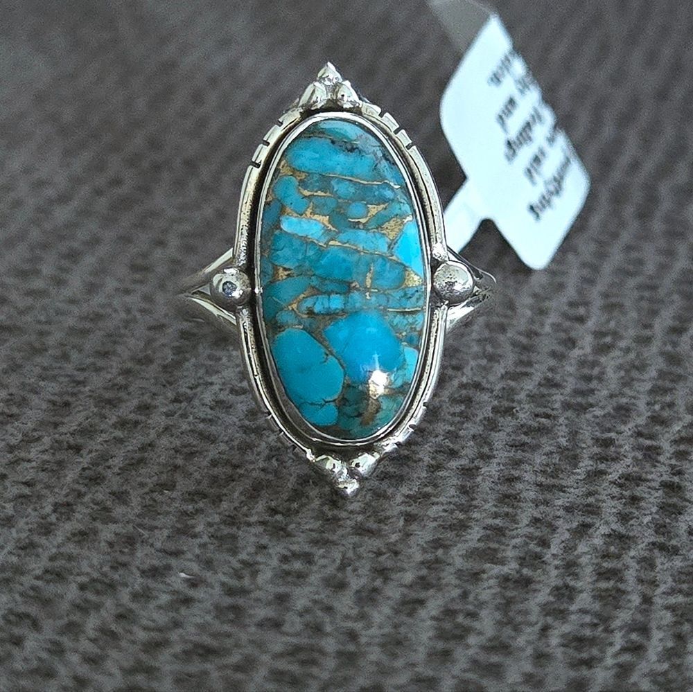 ✨️HP✨️ Shivam Oval Shaped Blue💙 Copper Turquoise Statement Ring💍 - NWT - Picture 15 of 16